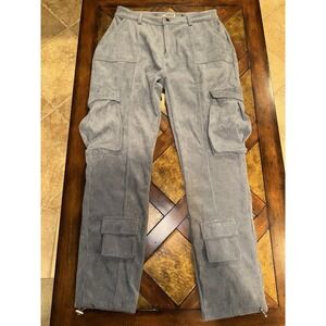 MANIERE DE VOIR CORDUROY CARGO PANTS IN STEEL BLUE SIZE 10 Y2K